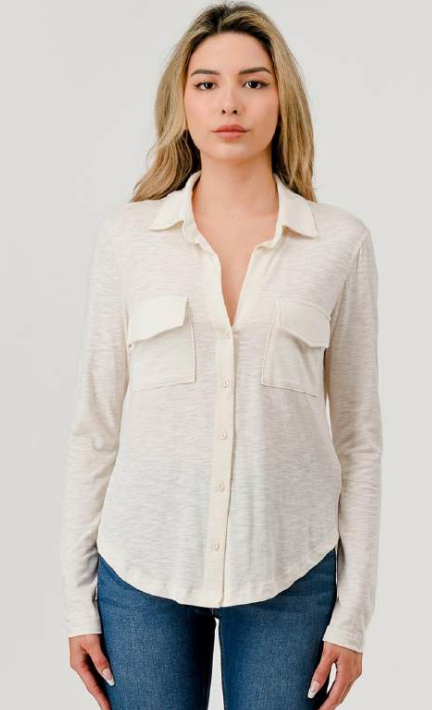 Hashtag cotton slub button down