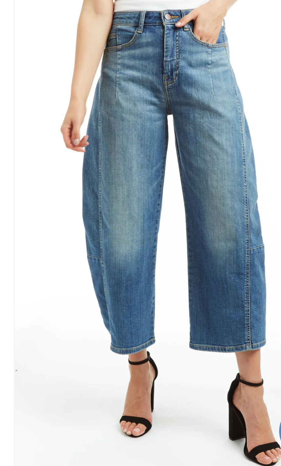 Denim barrel leg jeans