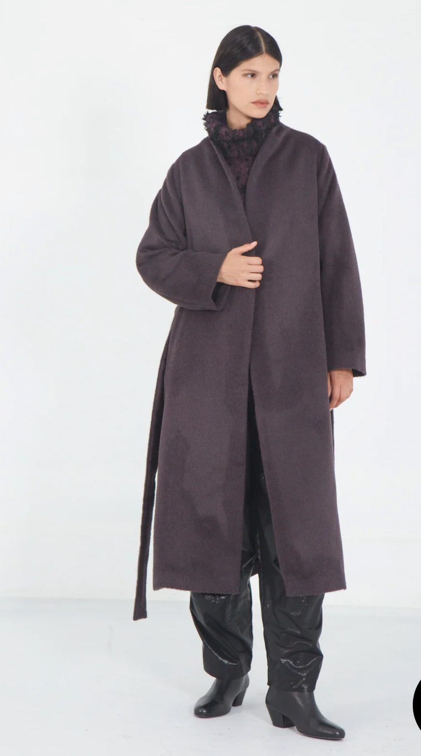 MATTHILDUR plum alpaca coat