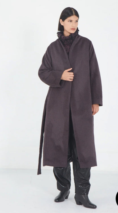 MATTHILDUR plum alpaca coat
