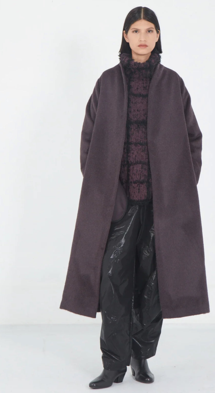 MATTHILDUR plum alpaca coat