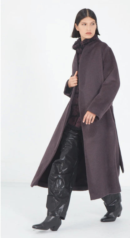 MATTHILDUR plum alpaca coat
