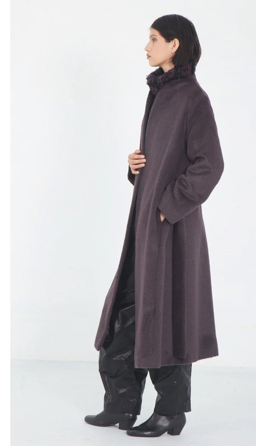 MATTHILDUR plum alpaca coat