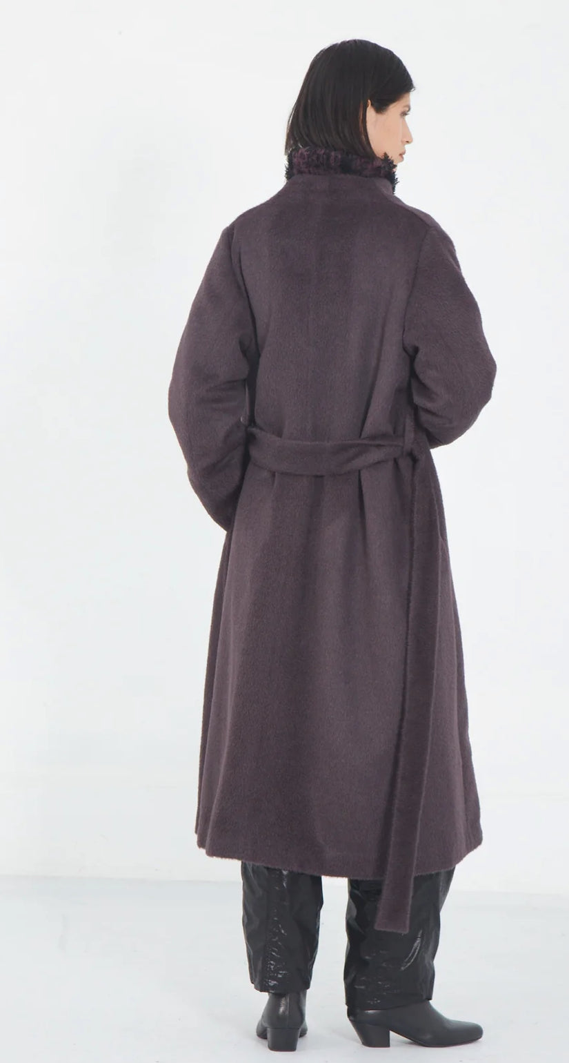 MATTHILDUR plum alpaca coat