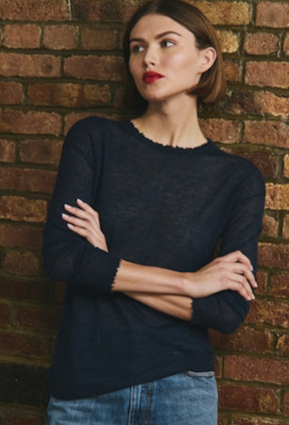 AUTUMN CASHMERE raw edge crew neck