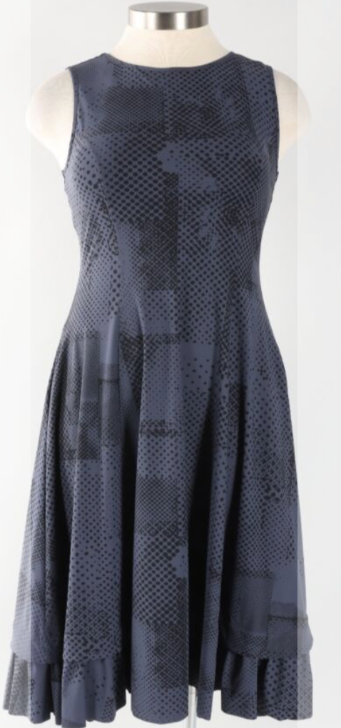 PORTO Giselle dress in grey and black print
