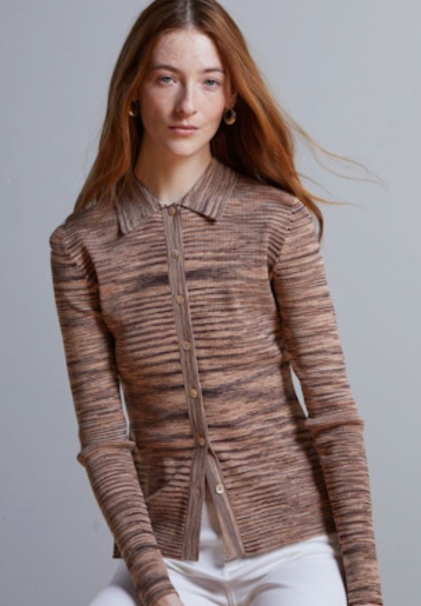 Autumn Cashmere space dyed button front top
