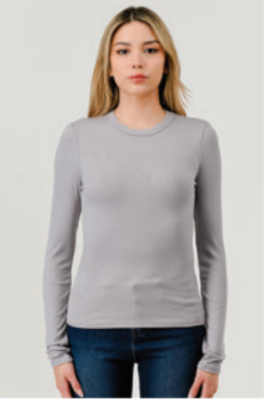 Hashtag high neck long sleeve rib