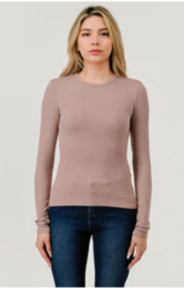 Hashtag high neck long sleeve rib