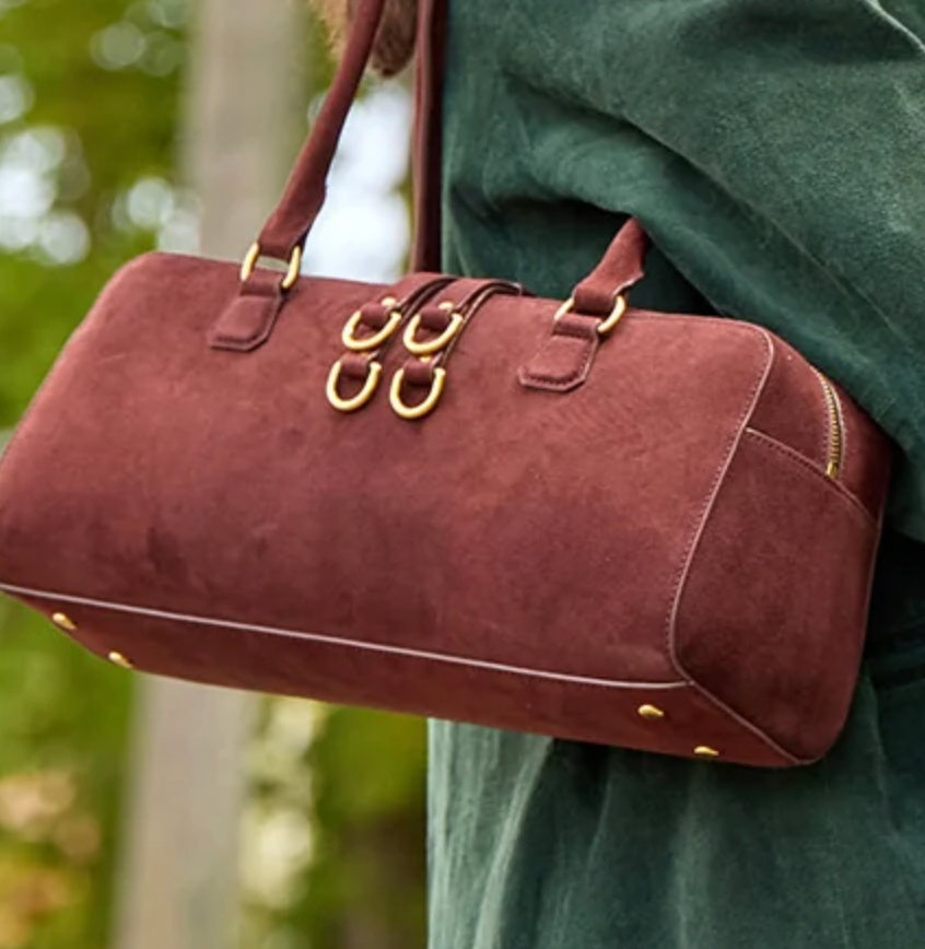 HOBO east-west chocolate suede bag
