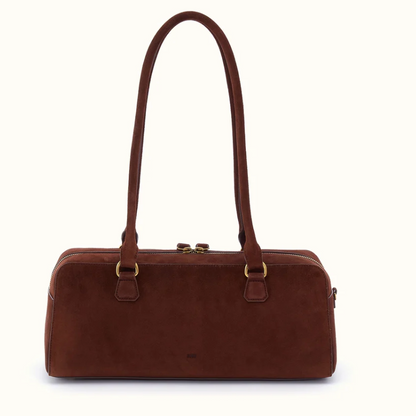 HOBO east-west chocolate suede bag