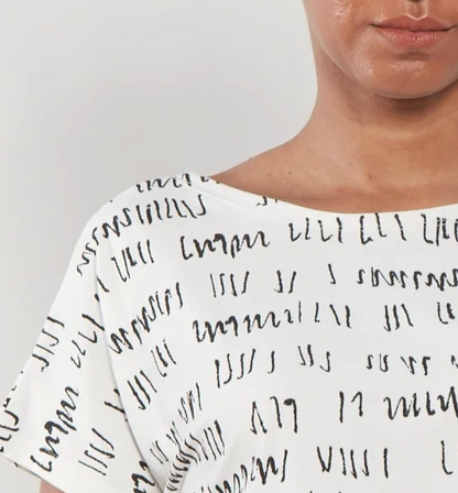 MATTHILDUR ivory scribble print t