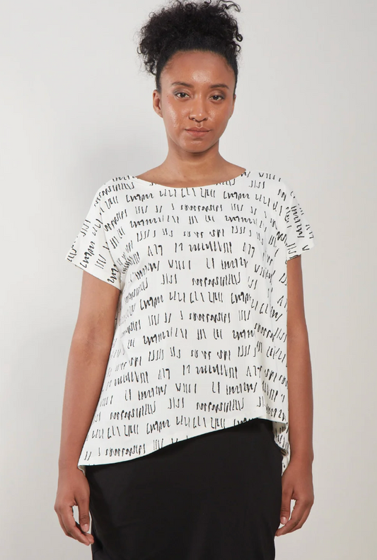 MATTHILDUR ivory scribble print t