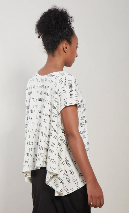 MATTHILDUR ivory scribble print t
