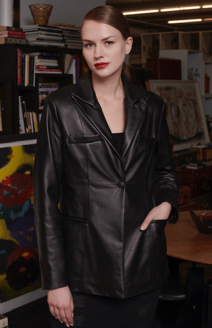 Perfect black leather blazer