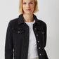 ecru modern fitted black jean jacket