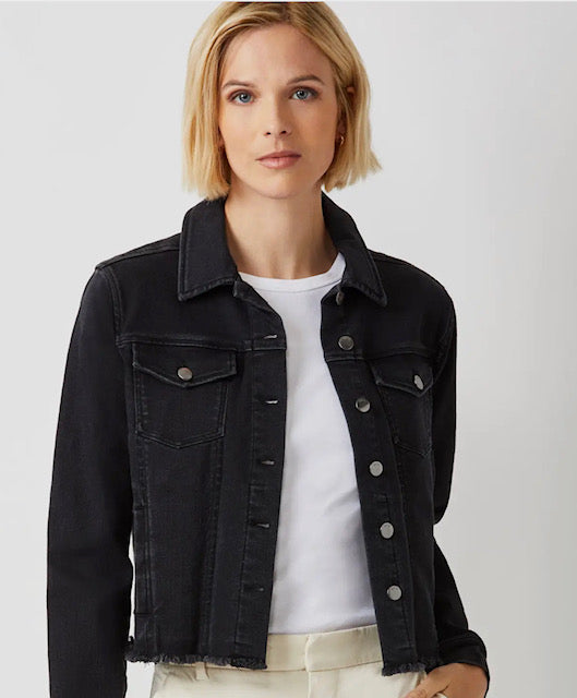ecru modern fitted black jean jacket